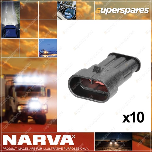 Narva 3 Way Waterproof Male AMP Super Seal Connector Housings 10 pack