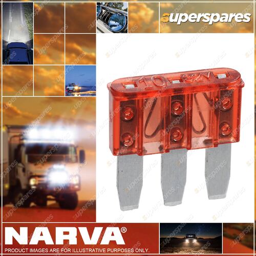 Narva 10 Amp Red Colour Micro 3 Blade Fuse Blister 5 Part NO. of 51210BL