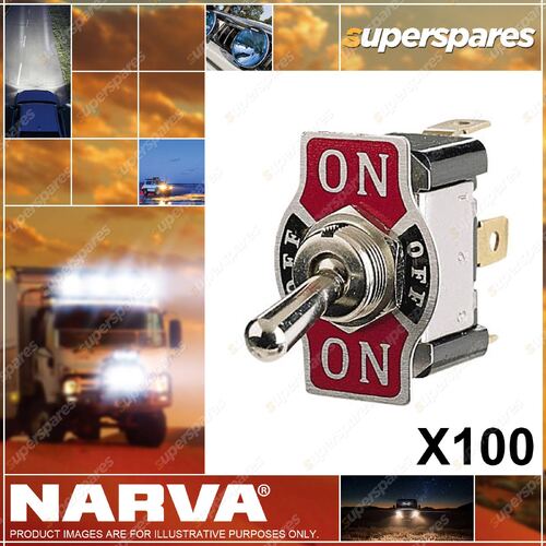 Narva On/Off/On Metal Toggle Switch With On/Off/On Tab Bulk Pack Of 100