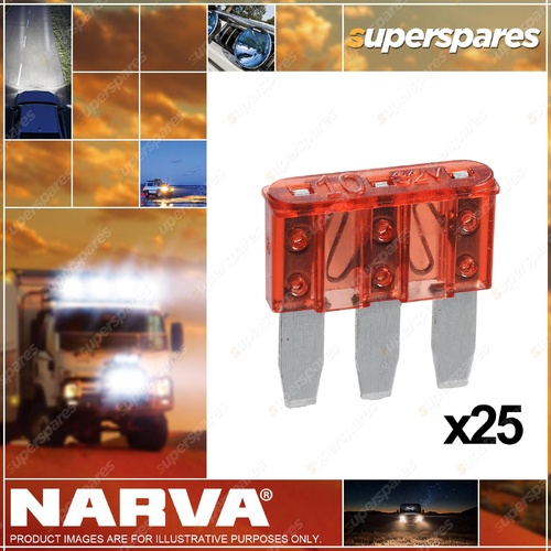 Narva Brand 10 Amp Red Colour Micro 3 Blade Fuses - Box Of 25 51210