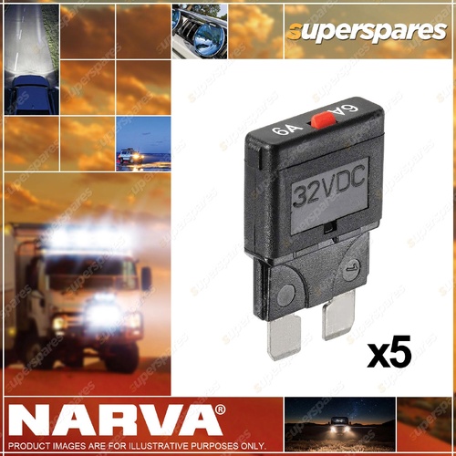 Narva 25 Amp White Manual Plug-In Resetting Circuit Breaker Box Of 5