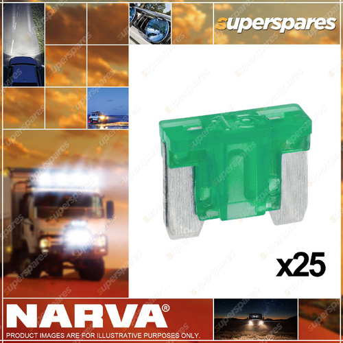 Narva Brand 30 Amp Green Colour Micro Blade Fuse - Box Of 25 52530