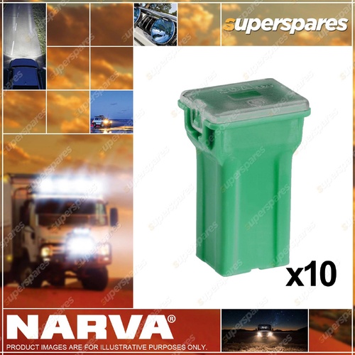 Narva 40 Amp Green Mini Female Fusible Link Fues - Plug In Type Pack of 10