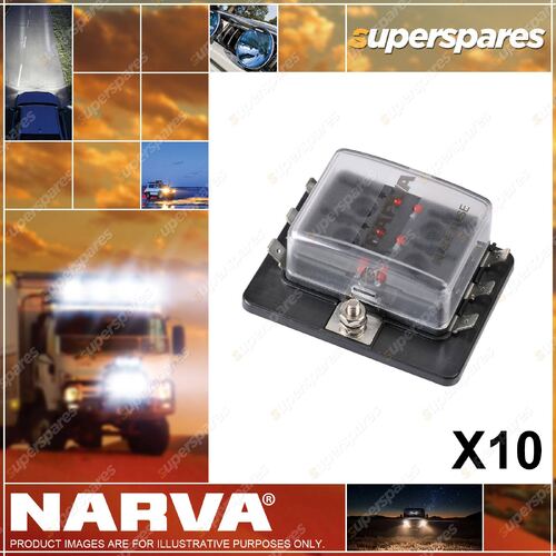 Narva 10 6-Way STD ATS Fuse Box W/ LED Fault Indicators Single Power-In Terminal