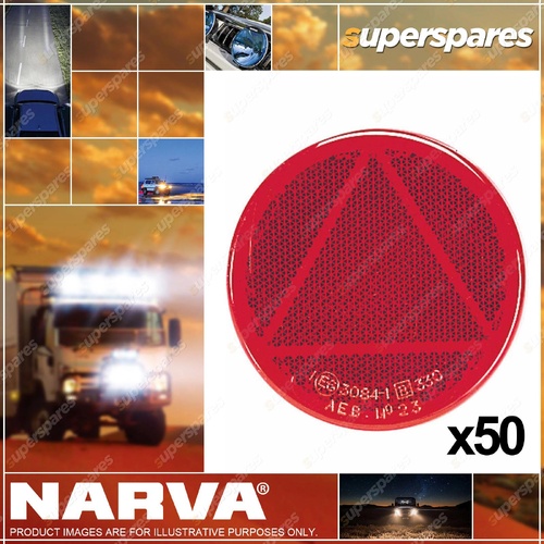 Narva Red Retro Reflector 65mm dia with Self Adhesive Bulk Pack of 50