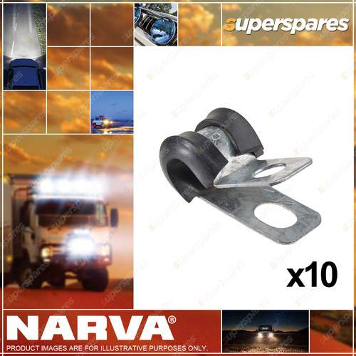 Narva 8mm Pipe/Cable Support Clamps with EPDM rubber & galvanised steel 10 Pack