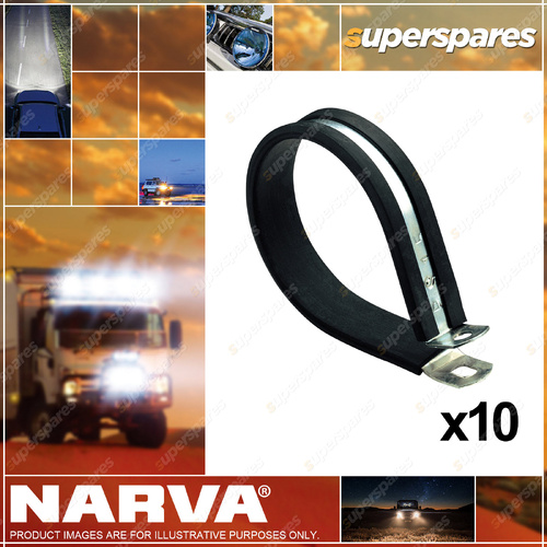 Narva 76mm Pipe/Cable Support Clamps with EPDM rubber & galvanised steel 10 Pack