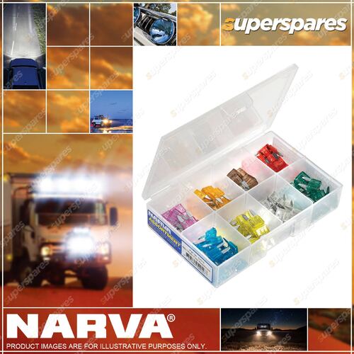 Narva 100pcs of Mini Blade Fuse Assortment from 3 to 30  Amps in plastic case
