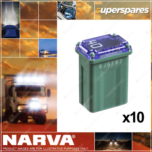 Narva 40Amp Green Colour Female MINI MJC Fusible Links Fuse Pack Of 10 51140