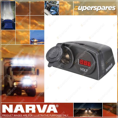 Narva Heavy-Duty Surface Mount Accessory Socket And 12/24V Dc LED Volt Meter