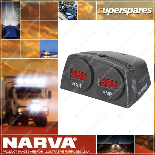 Narva Heavy-Duty Surface Mount 12 / 24V Dc LEDV And Amp Meters Blister Pack