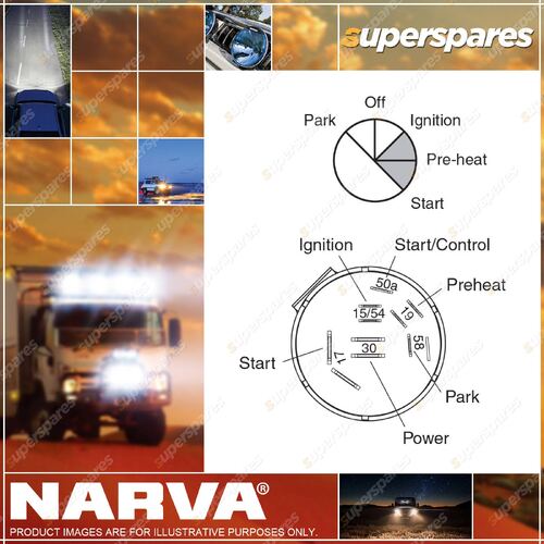 Narva 5 Position Diesel Ignition Switch With Pre-Heat Function with two keys