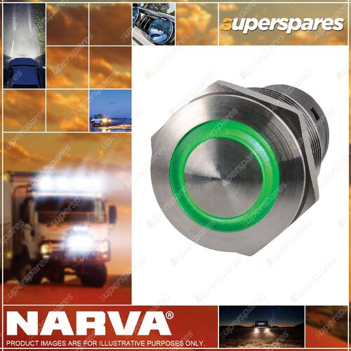 Narva Off/On L.E.D Push Button Switch Green Colour Blister Pack Of 1