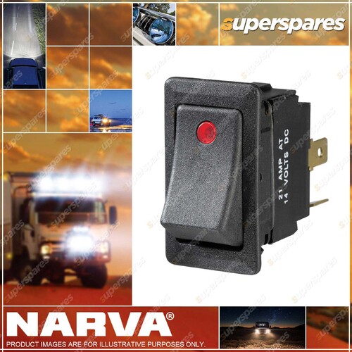 Narva 24V Illuminated Off/On Heavy Duty Rocker Switch Red Blister Pack