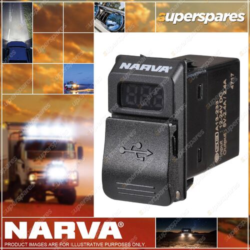 Narva 12 / 24 Volt Dual Usb Charger With L.E.D Volt/Amp Meter Blister Pack