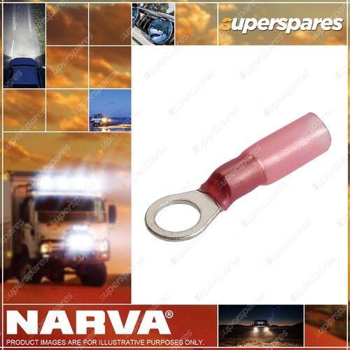 Narva 5.0mm Adhesive Lined Ring Terminal Red Colour Pack of 50 56360