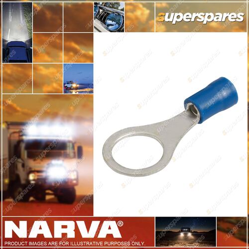 Narva 100pcs 9.5mm Blue Ring Terminal with flared vinyl & insulated