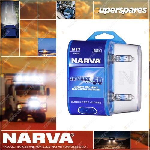 Narva H11 12V 55W Sapphire Plus 50 Halogen Headlight Globes Bl2 Blister of 2