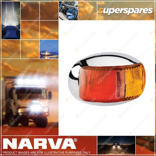 Narva 9 - 33V L.E.D Side Marker Lamp Red/Amber with Oval Chrome Base 0.5m Cable