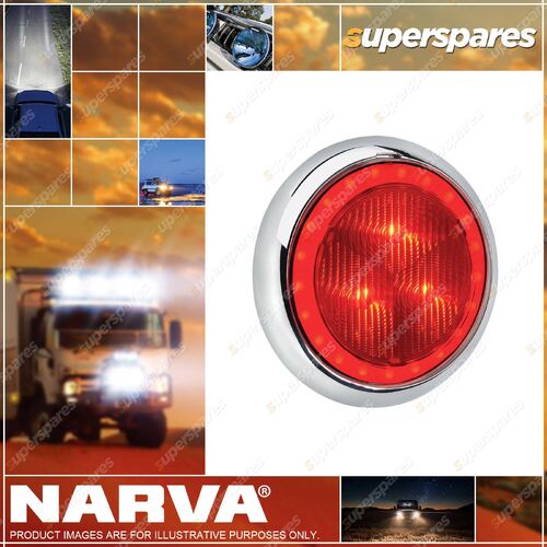 Narva 9 - 33V LED Rear Stop Lamp Red With Red L.E.D Tail Ring W/ Chrome base