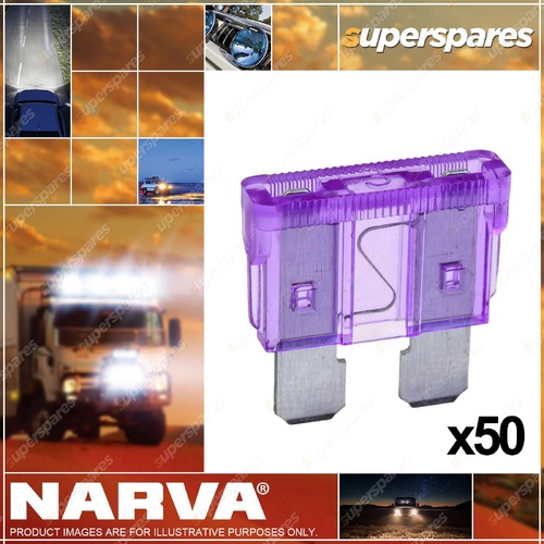 Narva 3 Amp Purple Standard ATS Blade Fuse 19mm x 19mm - Box Of 50