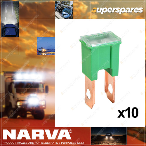 Narva 40 Amp Green Male Plug In Fusible Link 45mm x 24mm - Box Of 10