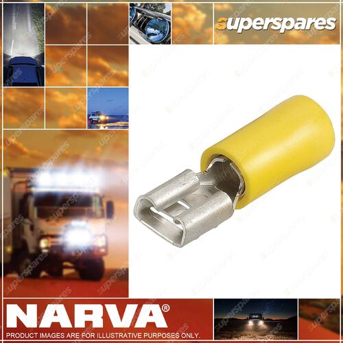 Narva 9.5 x 1.2mm Female Blade Terminal Yellow Wire size 5 - 6mm - Pack of 100