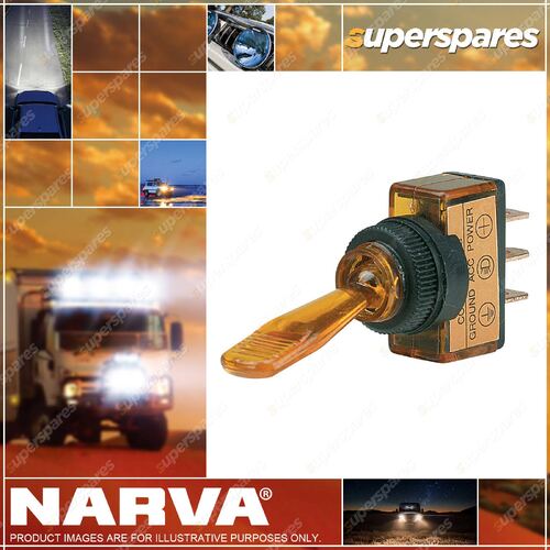 Narva Amber Illuminated Off / On Toggle Switch - push on terminals