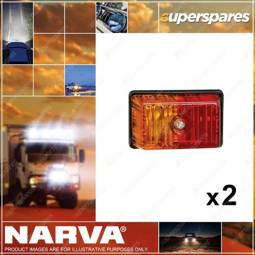 2 x Narva Side Marker Lamp Lights Size 33mm x 43mm x 70mm - Red / Amber 85880