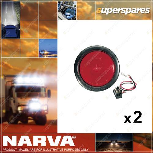 2 x Narva 12V Sealed Rear Stop/Tail Lamp Kits Red w/Vinyl Grommet 94010