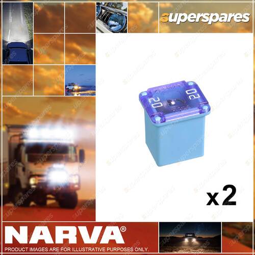 2 x Narva 20 Amp Blue Female Mini LJC Fusible Links Blister Pack 51020BL