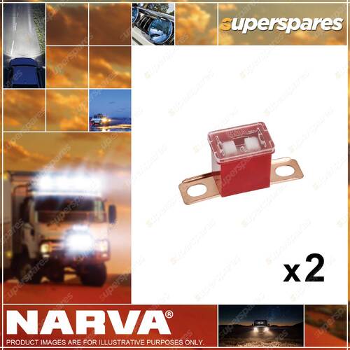 2 x Narva 50 Amp Red L-Type Fusible Links - Short Tab Blister Pack