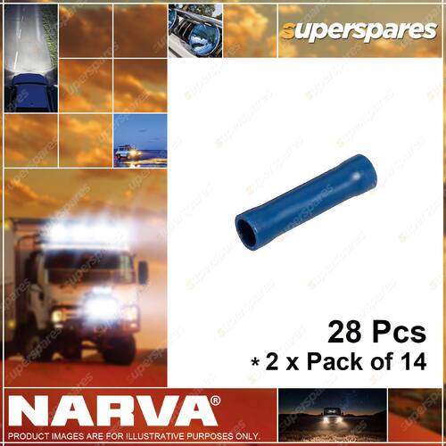 Narva Blue Insulated Cable Joiners Wire Size 4 mm - 2 x Blister Pack of 14