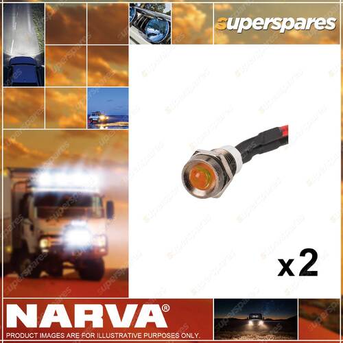 2 x Narva 12 Volt Sealed Pilot Lamps Clear Lens with Amber LED Blister Pack