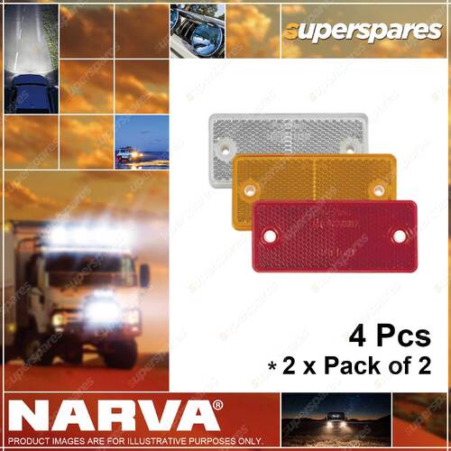 Narva Amber Retro Reflectors 90mm x 40mm Fixed Bolt 2 x Pack of 2