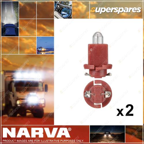 2 x Narva 24V 0.4W Ebsr (Bax) Red Base Dash Panel Globe 13mm wide x 20mm