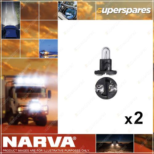 2 x Narva 12 Volt 1.2W T-1/4 NW Dash Panel Light Globe with Black Base