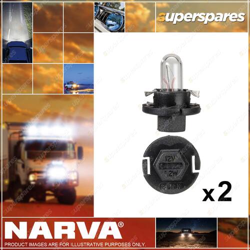 2 x Narva 12V 1.2W BX8.4D Dash Panel Light Globe with Black Base - Width 4.5mm