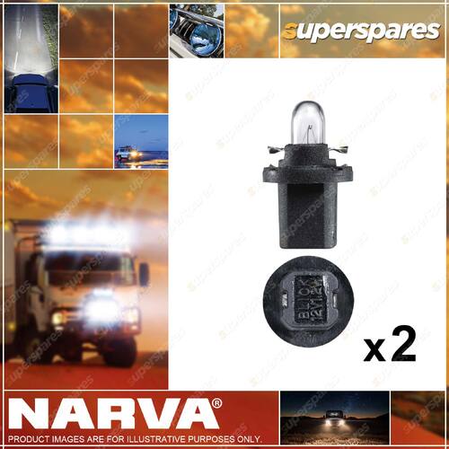2 x Narva 12 Volt 1.2W B8.5D Bax 10D Black Base Dash Panel Globe 47762