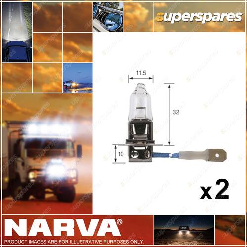 2 x Narva H3 Halogen Globe Lights Headlight 12 Volt 55W Pk22S 48321