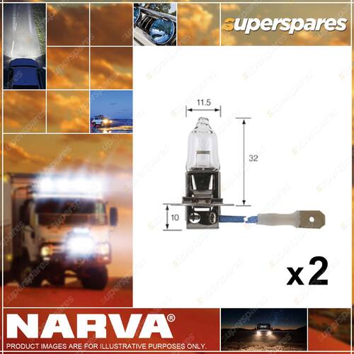 2 x Narva H3 Halogen Globe Lights Headlight 12 Volt 100W Pk22S BL 48351