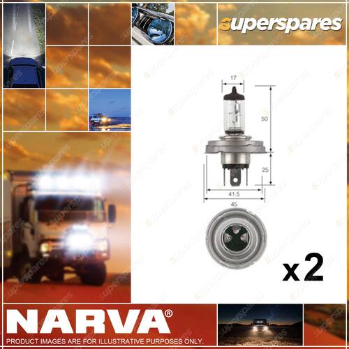 2 x Narva H4 Halogen Globe Lights Headlight 24 Volt 75/70W P45T R2 48894
