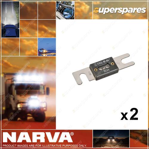Narva 80 Amp ANL Bolt-on Fuse with Copper Alloy Construction 2 x Pack of 1