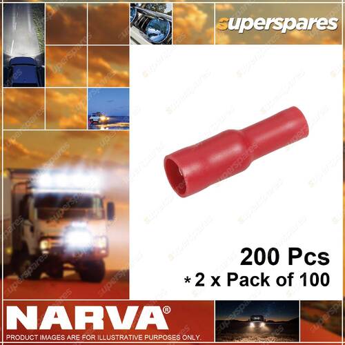 Narva 4.0mm Female Bullet Terminal Red Wire Size 2.5-3mm 2 x Pack of 100