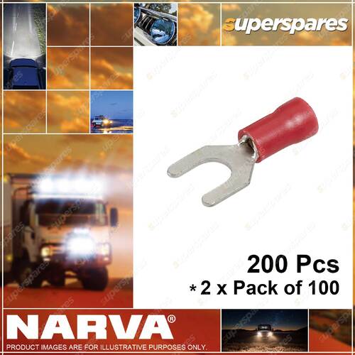 Narva 5.0mm Spade Terminal Flared Vinyl & Insulated Red 56164 2 x Pack of 100
