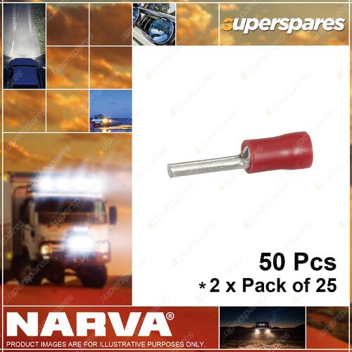 Narva 2.0mm Pin Terminal flared vinyl insulated Red 56212 2 x Pack of 25