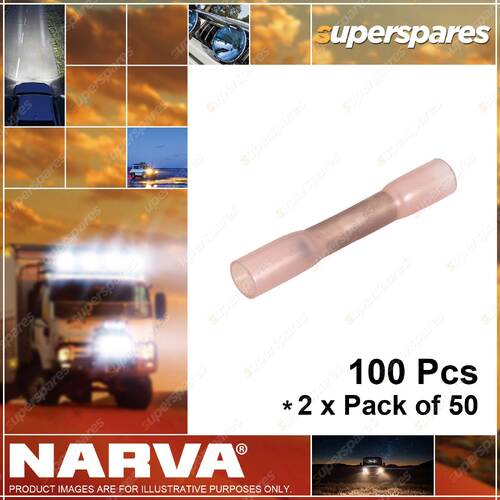 Narva Adhesive Lined Cable Joiner Terminals Red 56350 2 x Packs of 50