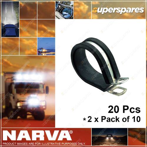 Narva Brand 22mm P Clips Hose Pipe/Cable Support Clamps - 2 x Pack of 10