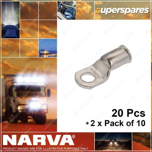 Narva Battery Cable Lugs Eyelet 4.6mm 8 Stud 10mm2 8 B&S 57121 2 x Pack of 10