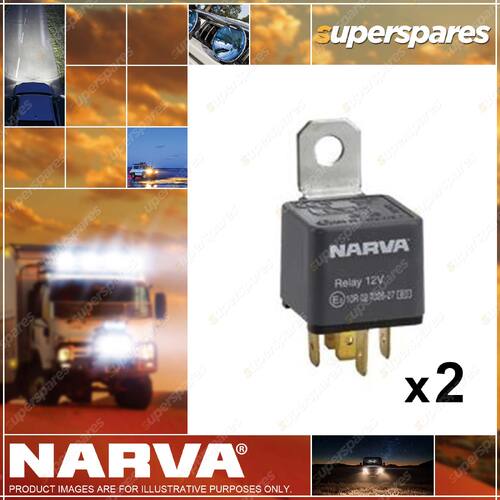 2 x Narva 12 Volt 40 A Normally Open 5 Pin Relay with Diode 68032